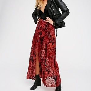 Free People Burnt Velvet Maxi Skirt Sz 4